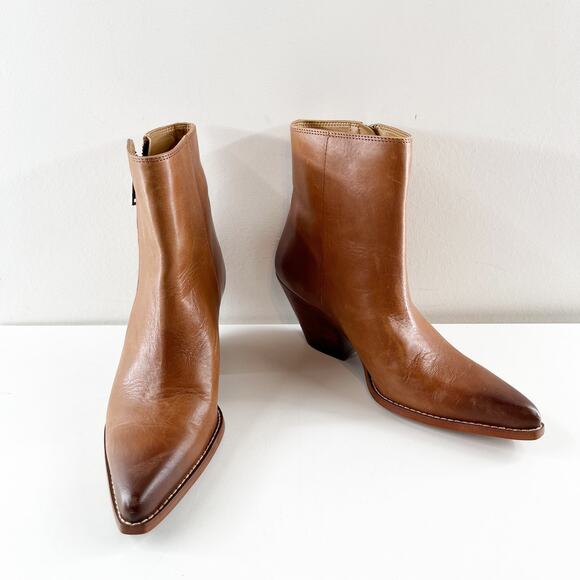 Sam Edelman Jane Pointed Toe Leather Ankle Boots Booties Brown 8 - Picture 4 of 8